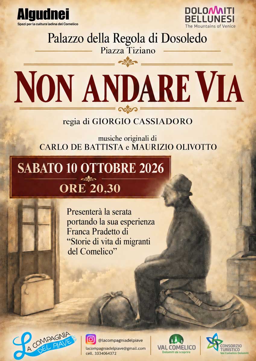 locandina della presentazione del docufilm NON ANDARE VIA locandina della presentazione del docufilm NON ANDARE VIA